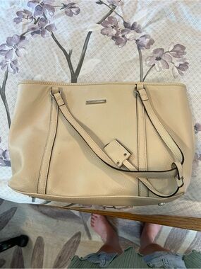Neutral Beige Leather Tote Bag - Women's Shoulder Bag